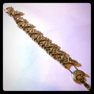 Elephant slide Bracelet 7-1/4” Goldtone